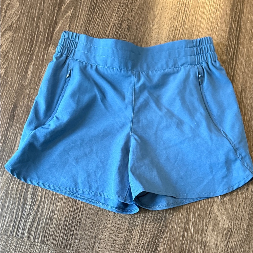 Lands end Girls Sky Blue Athletic Shorts with Zipper Pockets